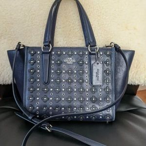 COACH Smooth Calf Leather Floral Rivet Mini Crosby